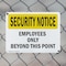 Signmission Employees Only Beyond This Point OSHA Security Notice Sign, Plastic, 10in W x 7in L, 2PK OS-2PACK-SN-P-710-L-11535 - alternate 6